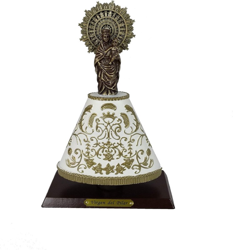 Figura Virgen del Pilar de resina con manto
