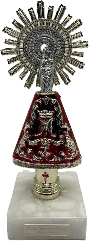 Figura Virgen del Pilar con manto rojo