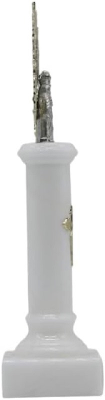 Figura Virgen del Pilar, columna de alabastro, blanco